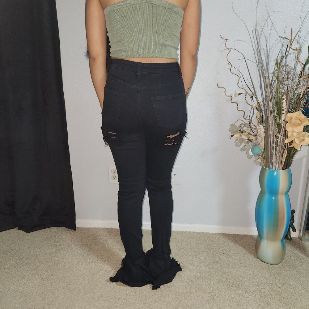 NOUVEAU HIGH WAISTED FLARE JEANS Size 5- Black - Picture 3 of 7